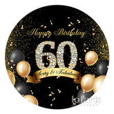 Ballon Classique Joyeux 60e Anniversaire Toile de Fond Ronde